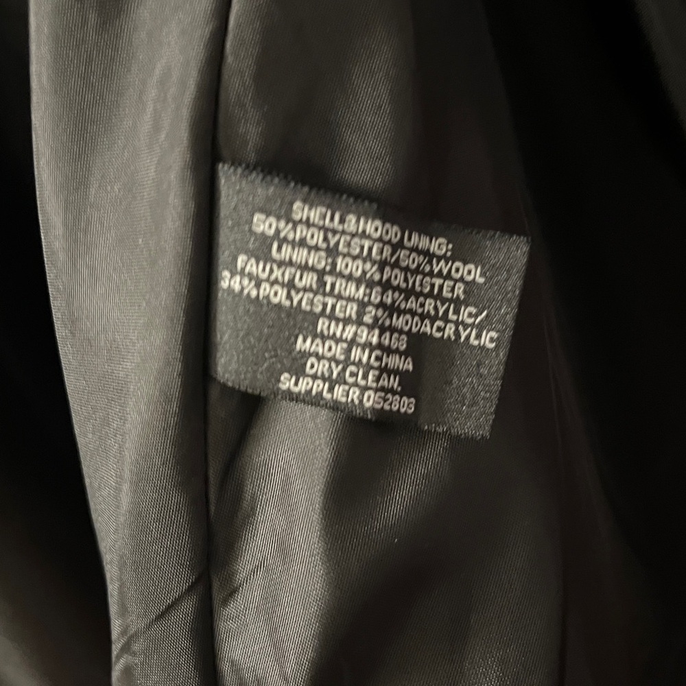 Liz Claiborne Double-Breasted Plum Coat with Fur Trimmed [zip-off] Hood - Picture 10 of 11